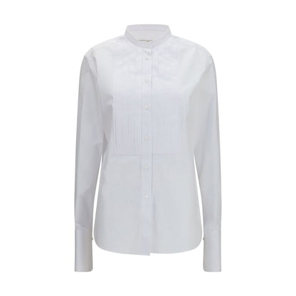 Fendi Women's Regular Fit Slim Mandarin Neck Cotton Dress Shirt - White