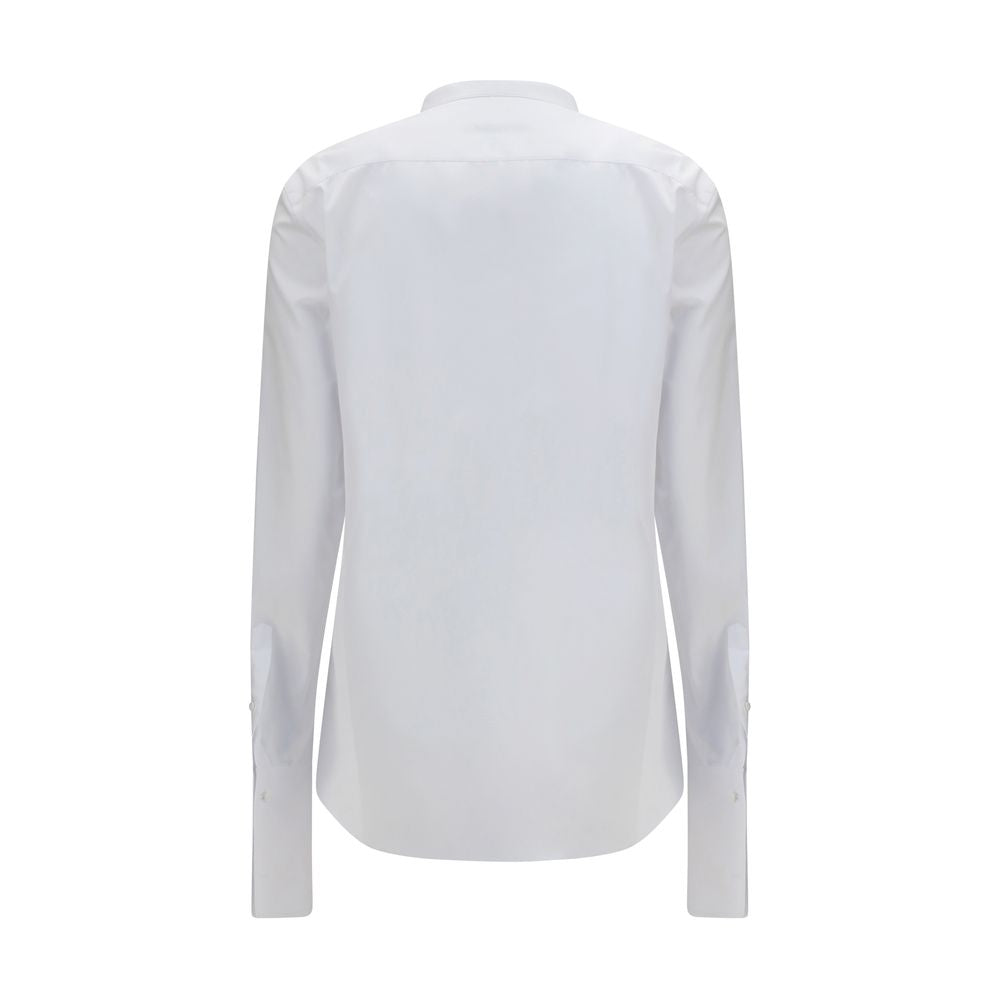 Fendi Women's Regular Fit Slim Mandarin Neck Cotton Dress Shirt - White