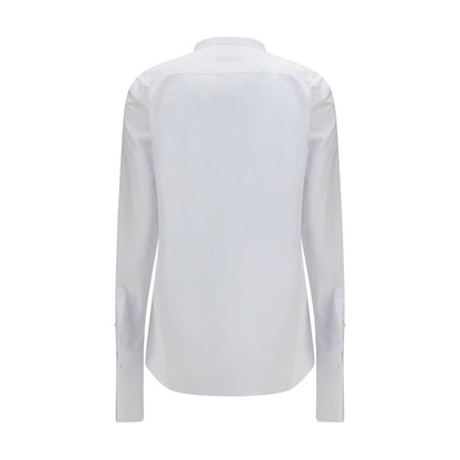 Fendi Women's Regular Fit Slim Mandarin Neck Cotton Dress Shirt - White