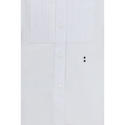 Fendi Women's Regular Fit Slim Mandarin Neck Cotton Dress Shirt - White