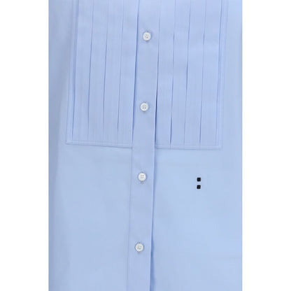 Fendi Women's Regular Fit Slim Mandarin Neck Cotton Dress Shirt - Blue