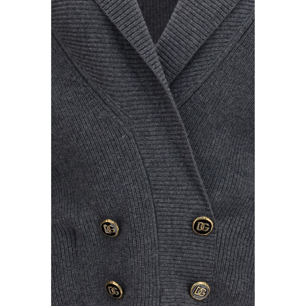 Cardigan by Dolce & Gabbana for women in merino wool gray showcases a captivating silhouette, artfully detailed with a captivating and for a truly sophisticated captivating look.