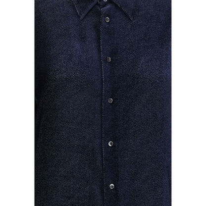 Dress Shirt by Giorgio Armani for men in viscose silk twill blue & patterned features an polished silhouette, showcasing a sophisticated and detail for a truly polished finish.