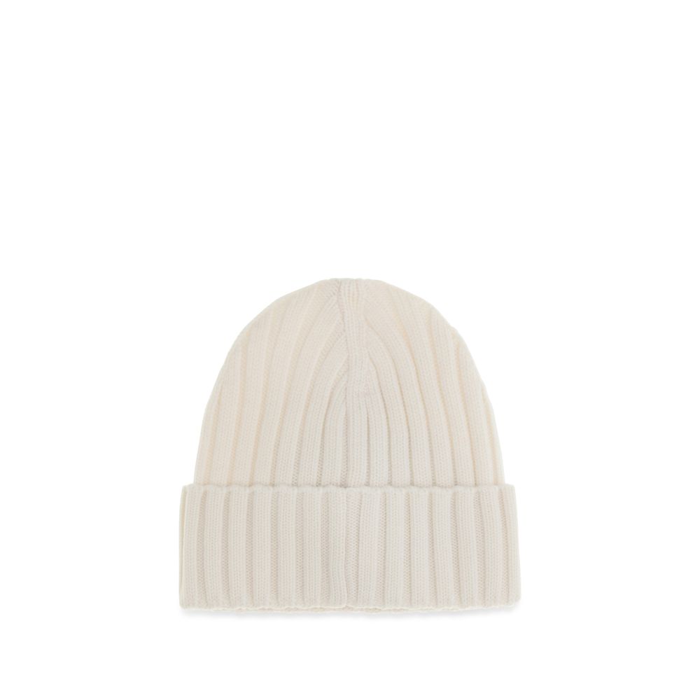 Beanie Hat by Moncler for women in merino wool white & signature presents a urban-chic silhouette, artfully capturing the essence of the urban-chic Merino Wool Beanie Hat design for a sophisticated look.