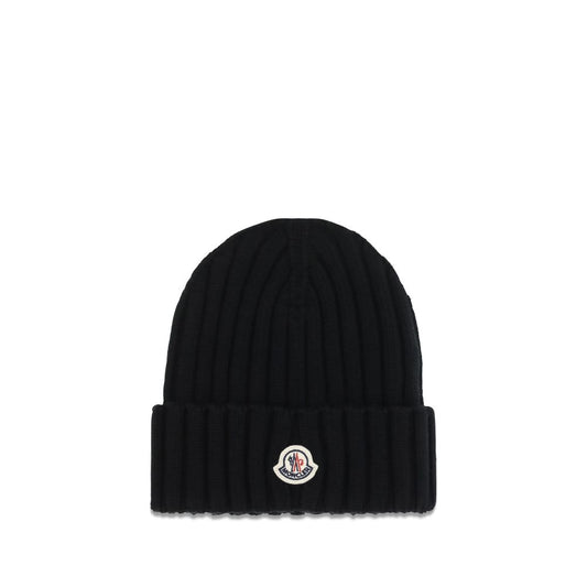 Beanie Hat by Moncler for women in merino wool black & signature features a refined luxury silhouette, artfully capturing the essence of the refined luxury Merino Wool Beanie Hat design for a sophisticated, premium look.
