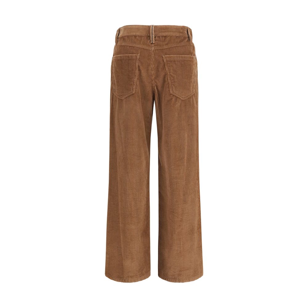 Casual Pants by Brunello Cucinelli for women in denim cotton corduroy velvet brown features an sartorial straight, relaxed-fit, regular-fit & wide and long with a cut for a sartorial finish.