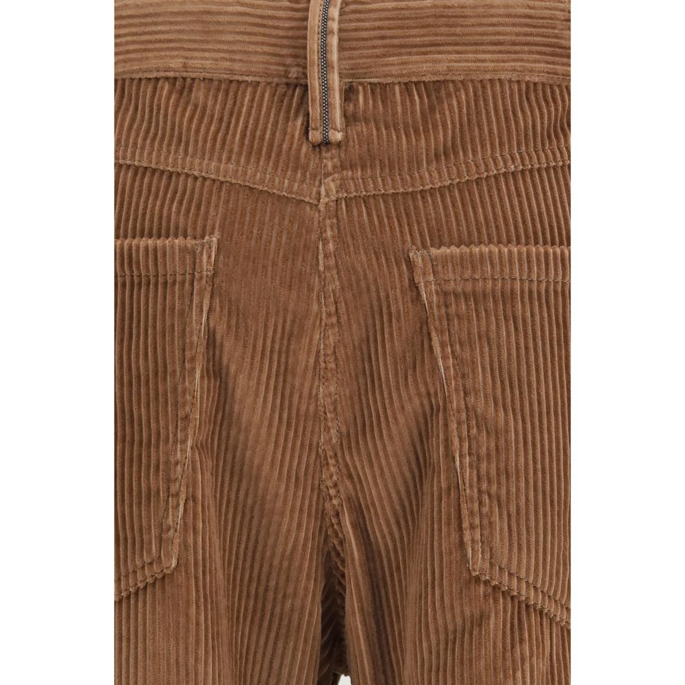 Casual Pants by Brunello Cucinelli for women in denim cotton corduroy velvet brown features an refined tailoring silhouette, showcasing a premium straight, relaxed-fit, regular-fit & wide with a and long cut for a refined tailoring look.