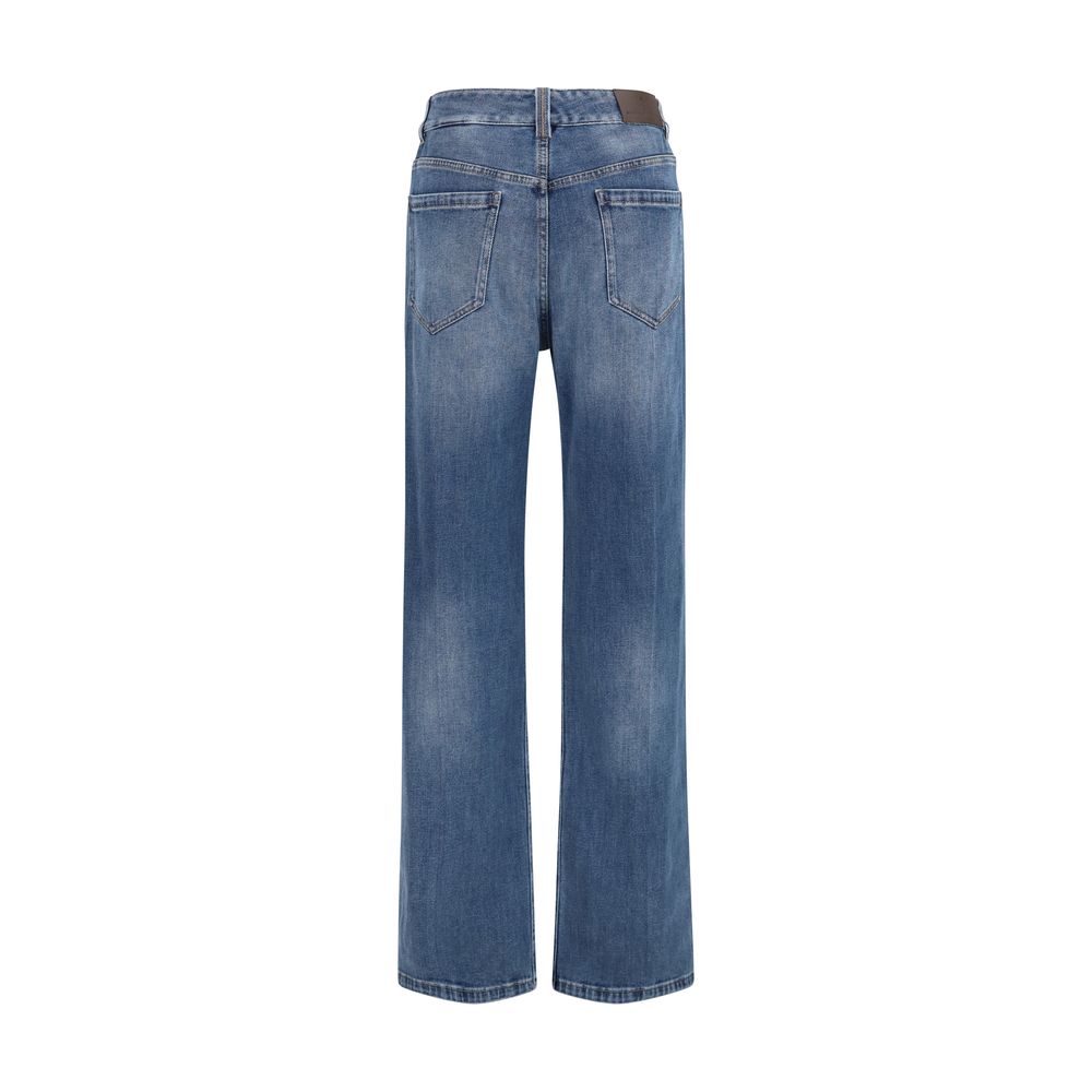 Jeans by Brunello Cucinelli for women in stretch denim cotton blue features an sophisticated and straight-leg, relaxed-fit & regular-fit with a precise long, creating a sophisticated and sophisticated silhouette.