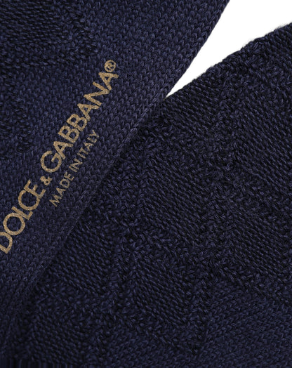 Dolce & Gabbana Men's Nylon Acrylic Wool Socks - Navy Jacquard