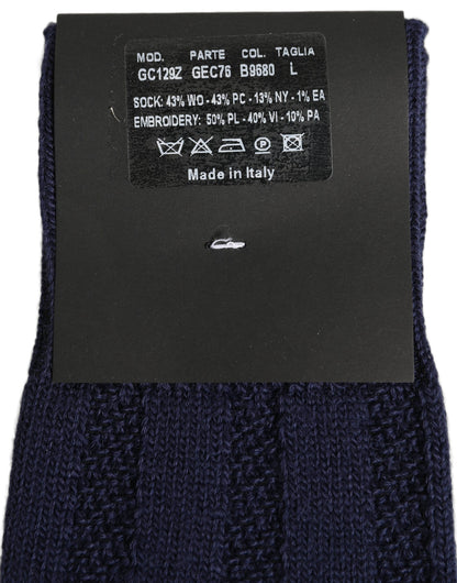 Dolce & Gabbana Men's Nylon Acrylic Wool Socks - Navy Jacquard