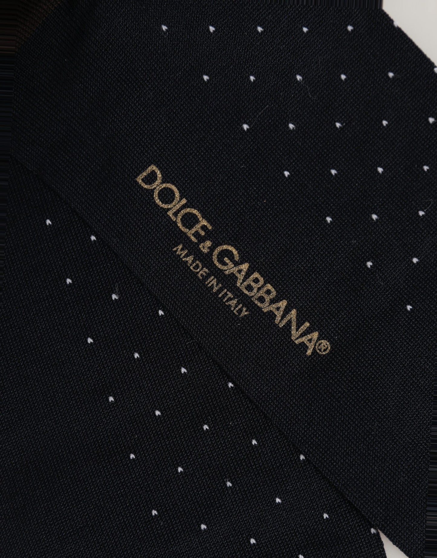 Dolce & Gabbana Men Black Cotton Polka Dot Over The Calf Socks