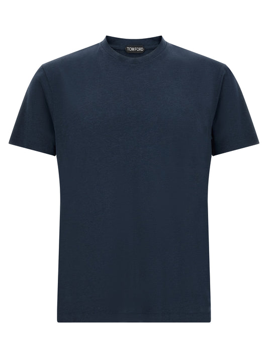 Tom Ford Men's Regular Fit Short-Sleeve Crew Neck Lyocell & Cotton T-Shirt - Blue