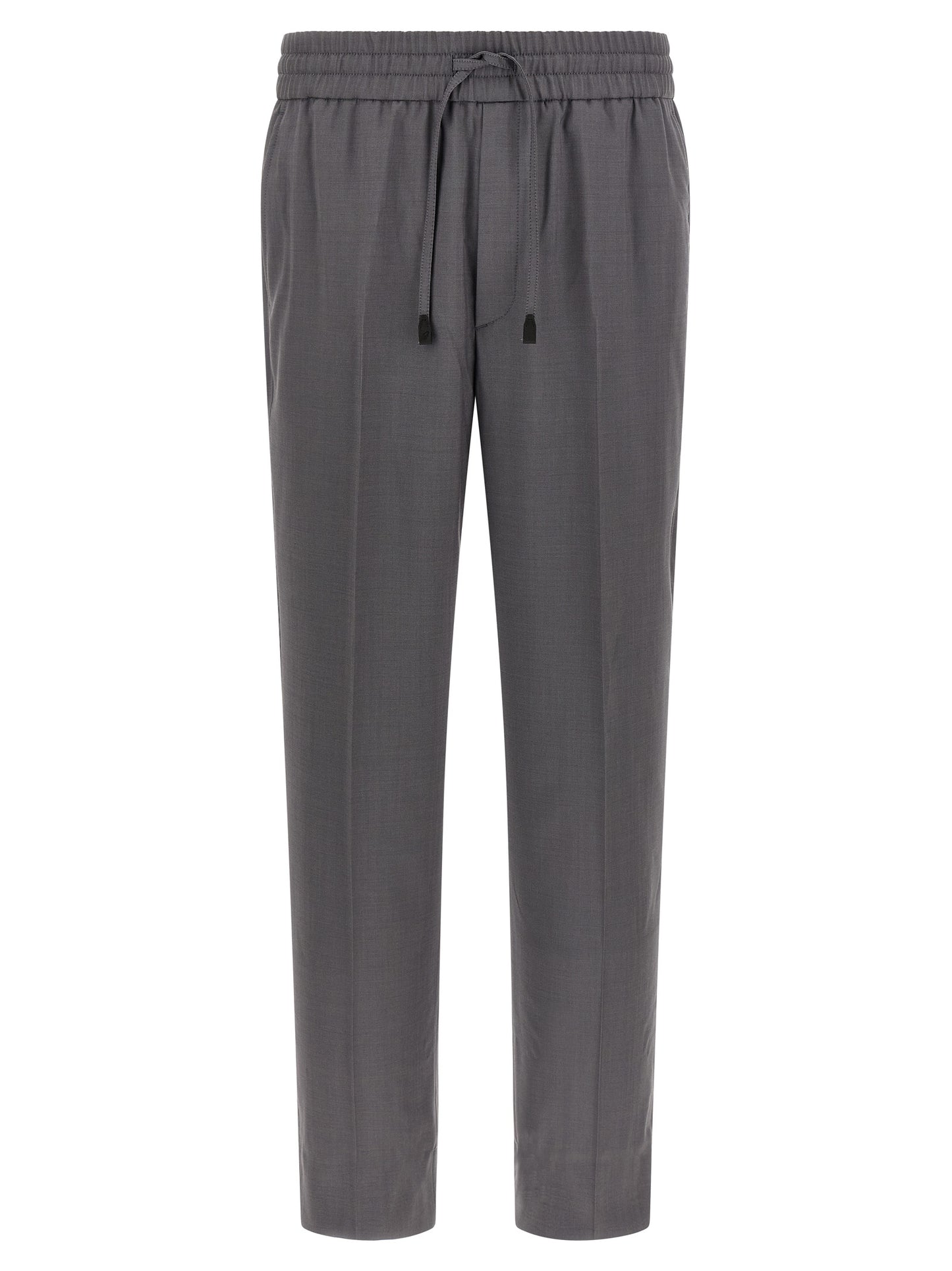 Trousers by Brioni for men in wool gray features a sculptural silhouette, showcasing a sculptural straight-leg and long with a sophisticated for a sculptural finish.