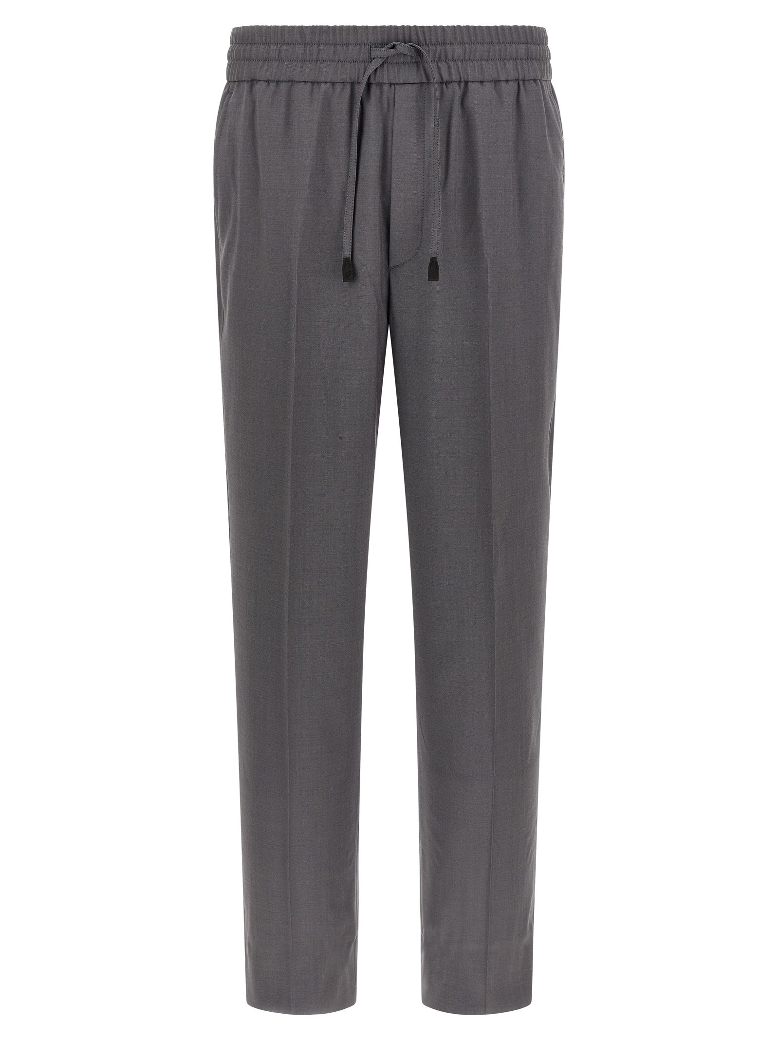 Trousers by Brioni for men in wool gray features a sculptural silhouette, showcasing a sculptural straight-leg and long with a sophisticated for a sculptural finish.