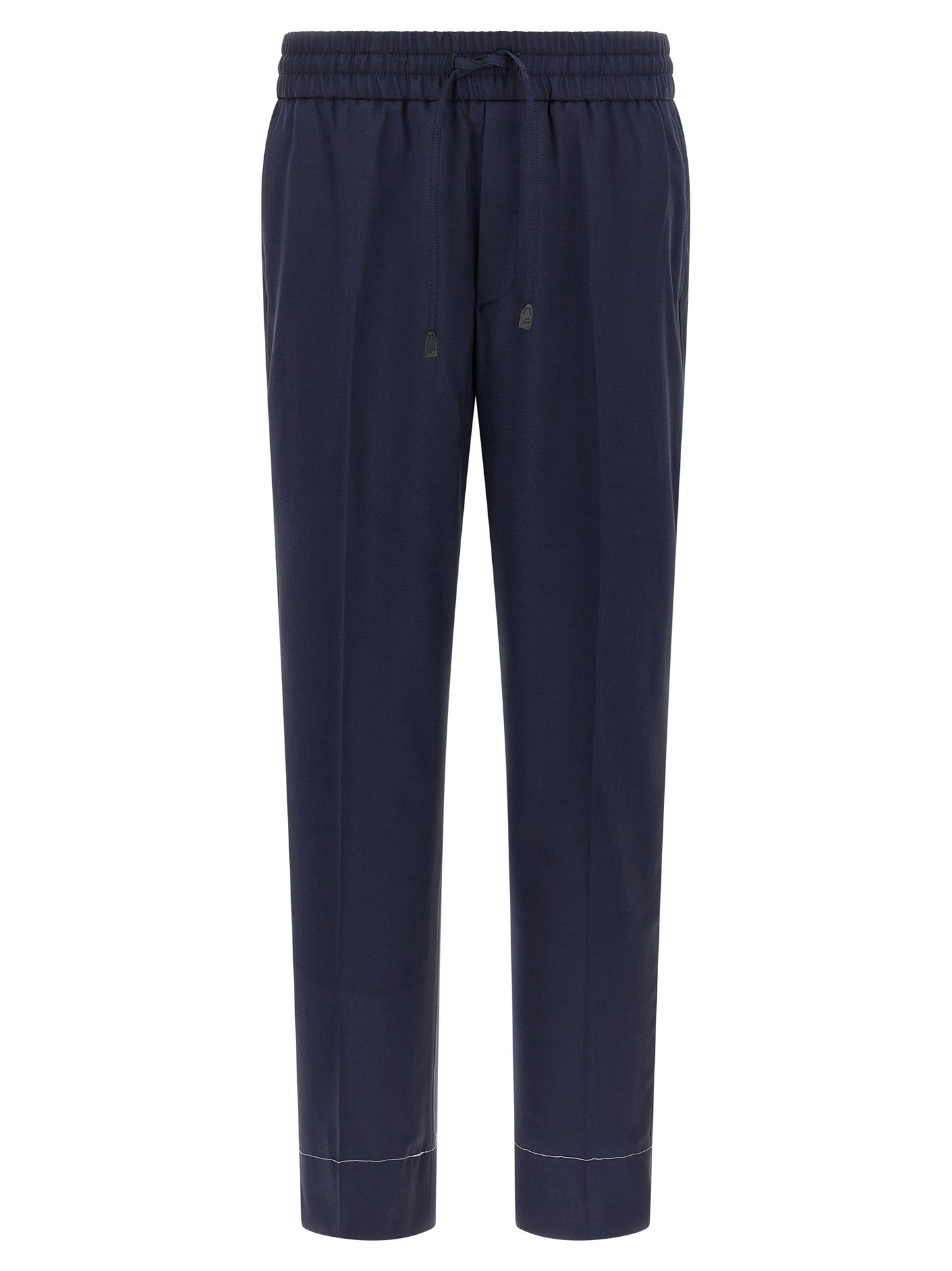 Trousers by Brioni for men in wool navy features a sculptural silhouette, showcasing a sculptural straight-leg and long with a sophisticated for a sculptural finish.