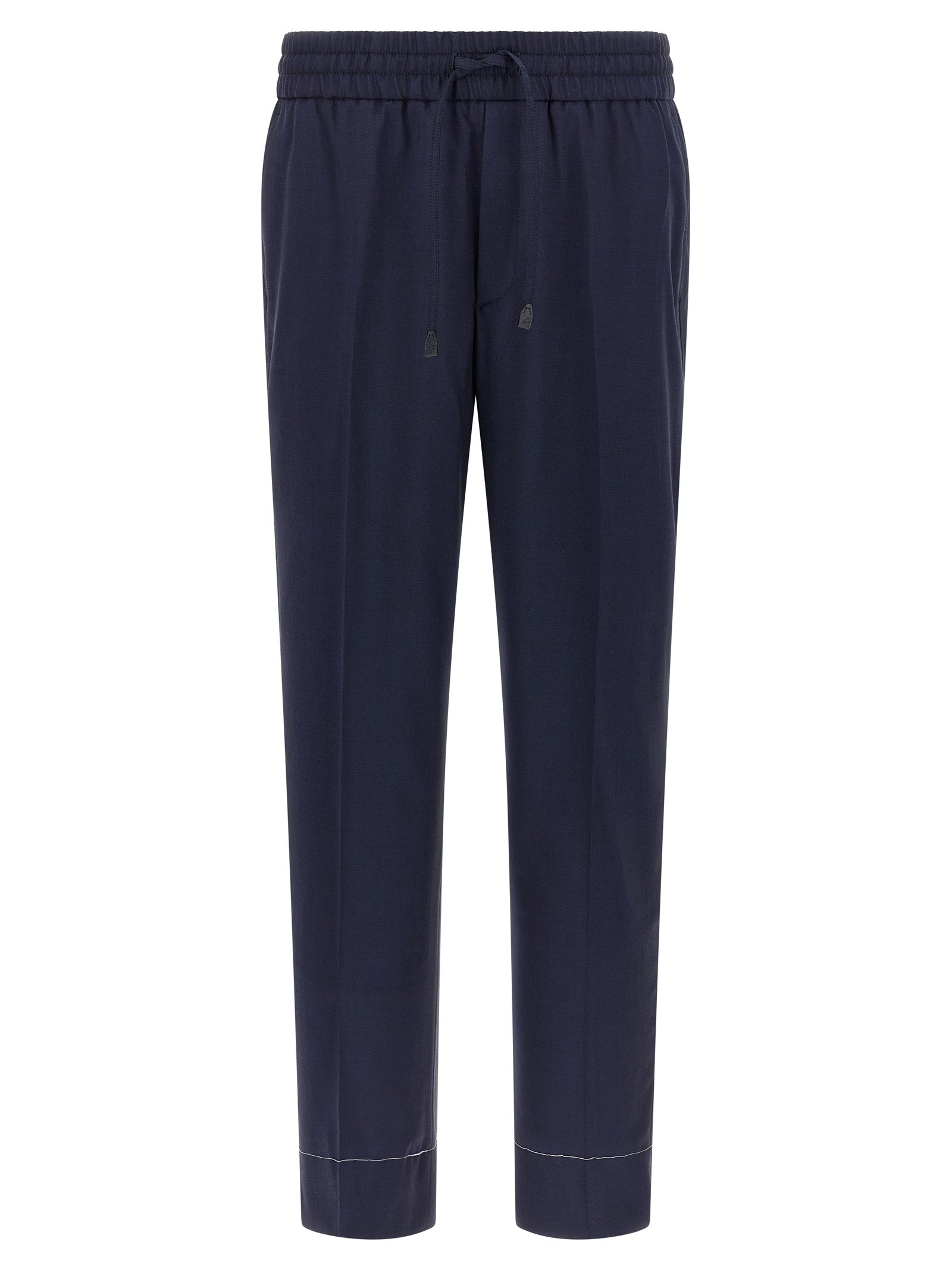 Trousers by Brioni for men in wool navy features a sculptural silhouette, showcasing a sculptural straight-leg and long with a sophisticated for a sculptural finish.