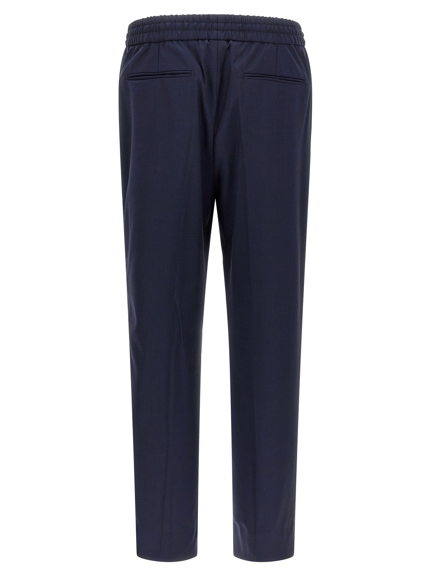 Trousers by Brioni for men in wool navy presents a smart silhouette, meticulously detailed with a smart straight-leg, a smart long, and a smart .
