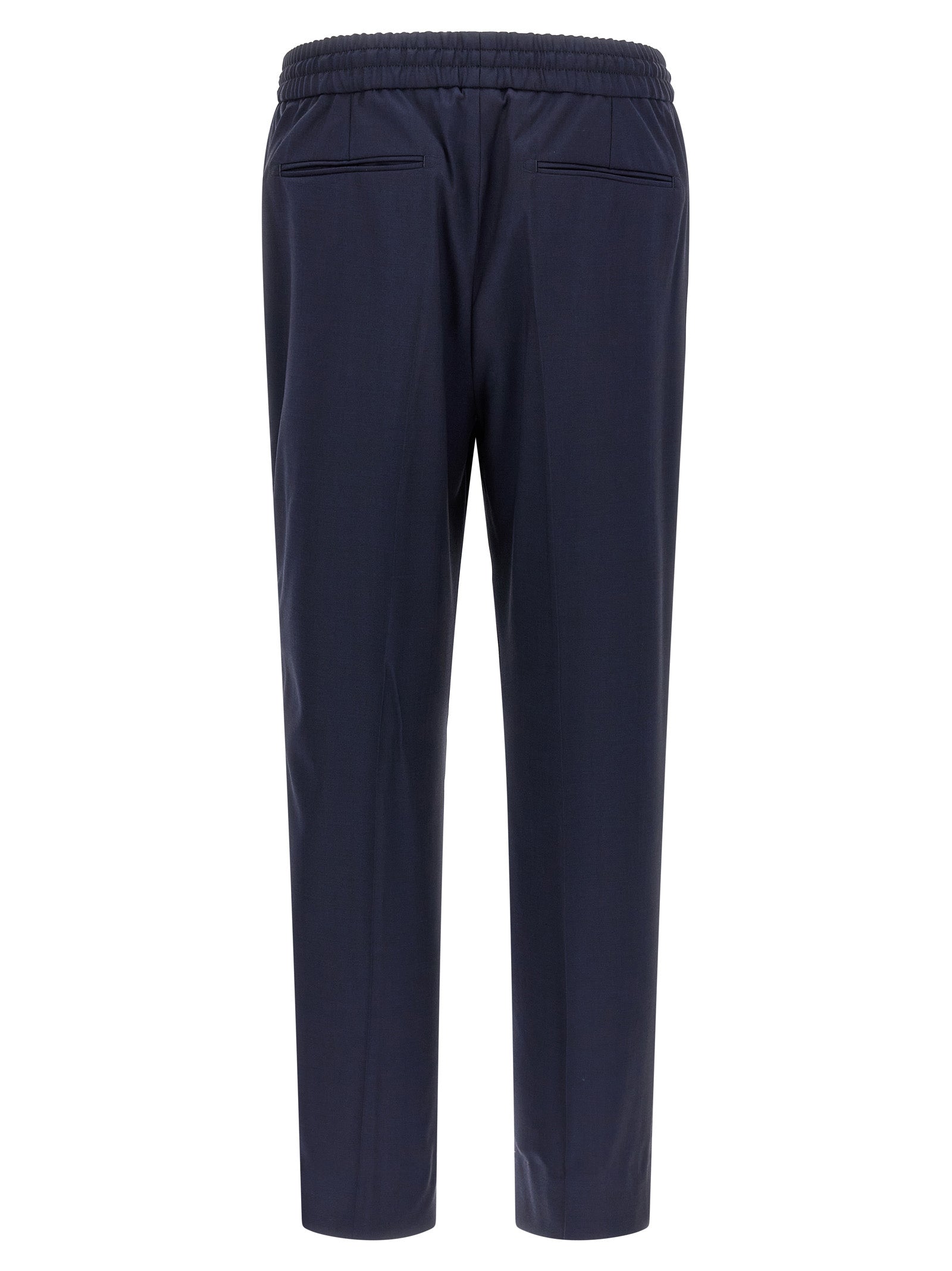 Trousers by Brioni for men in wool navy presents a smart silhouette, meticulously detailed with a smart straight-leg, a smart long, and a smart .