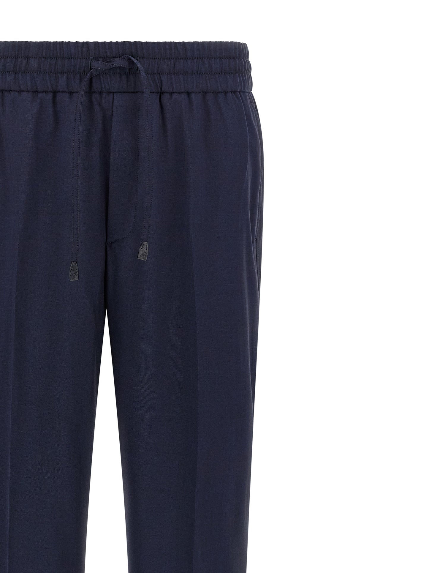 Trousers by Brioni for men in wool navy features a artisanal silhouette, showcasing a sophisticated straight-leg with a long and for a artisanal finish.