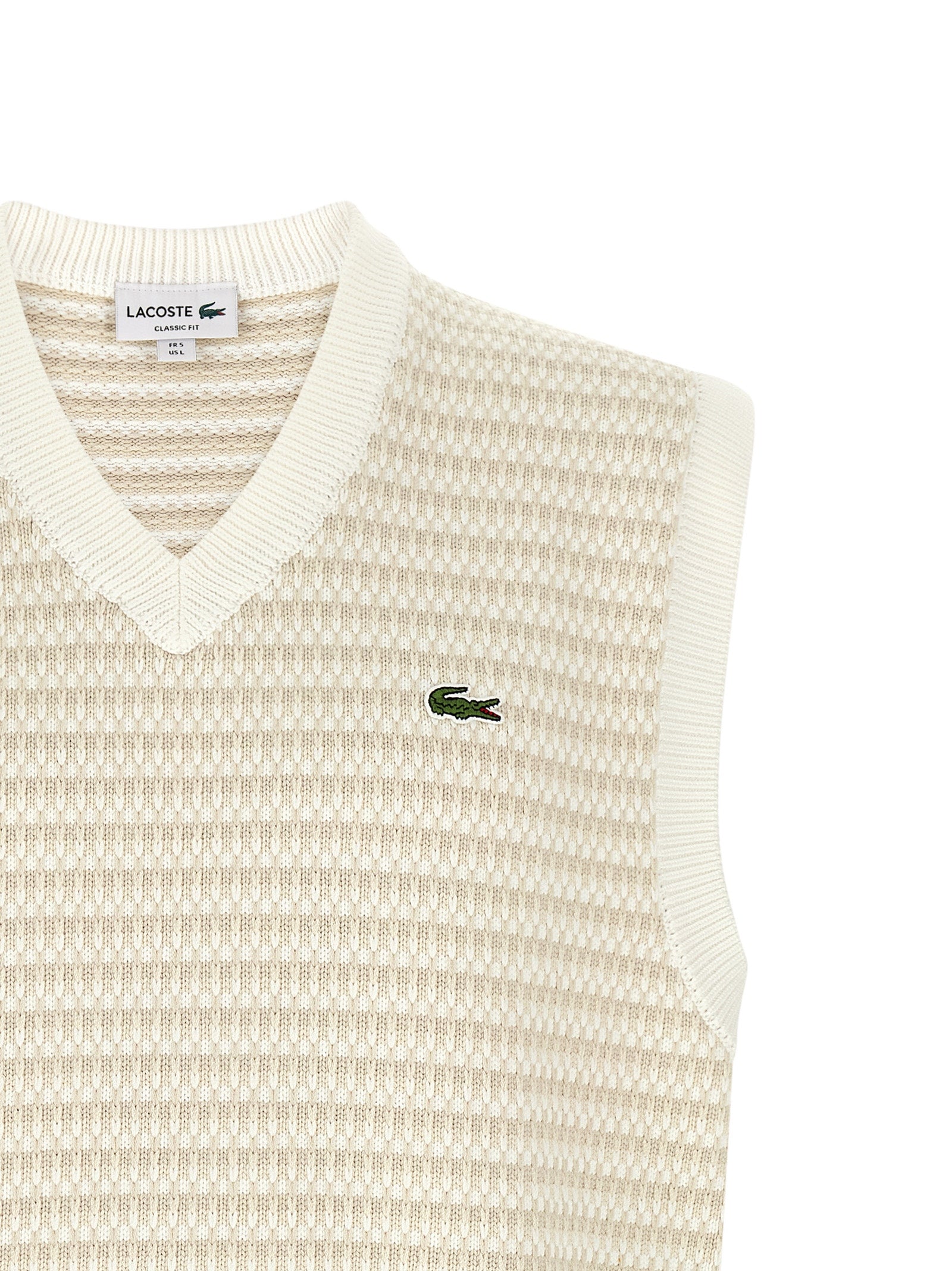 Sweater by Lacoste for men in polyamide crocodile leather & cotton beige, cream, green, patterned, jacquard & striped showcases a sumptuous silhouette, artfully finished with a sumptuous and for a sophisticated, sumptuous look.