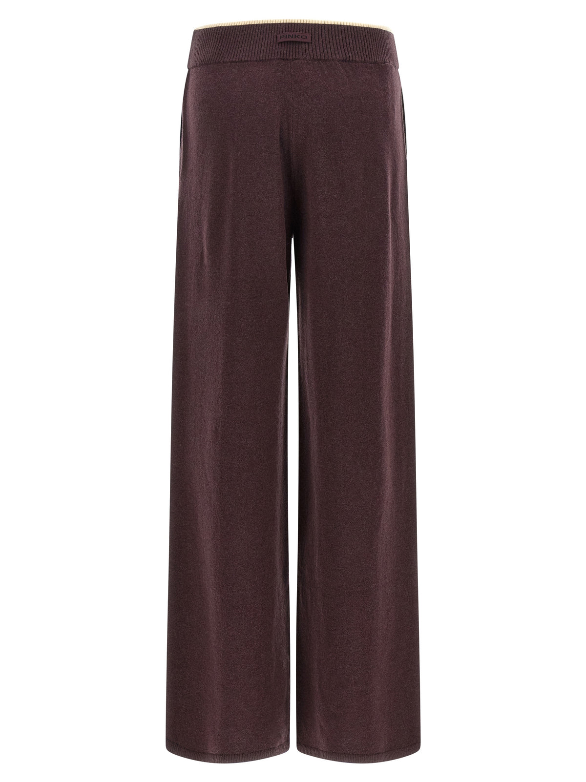 Trousers by PINKO for women in cashmere purple features a sculptural silhouette, showcasing a sculptural relaxed-fit, wide & slim and long with a sophisticated for a sculptural finish.
