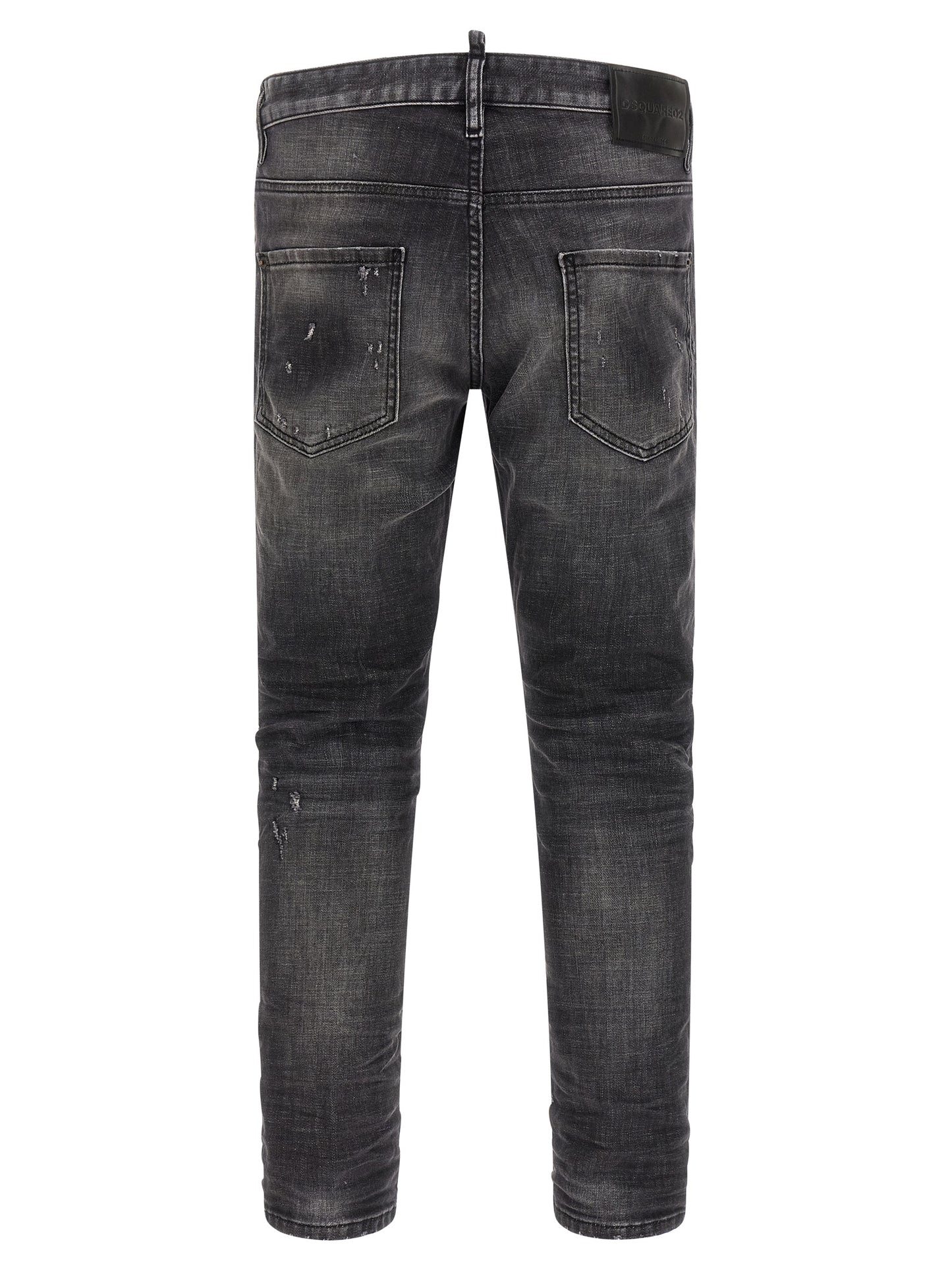 Jeans by Dsquared² for men in stretch denim cotton dark-gray & signature features a polished silhouette with a polished skinny, reaching a polished long and finished with a polished low rise.