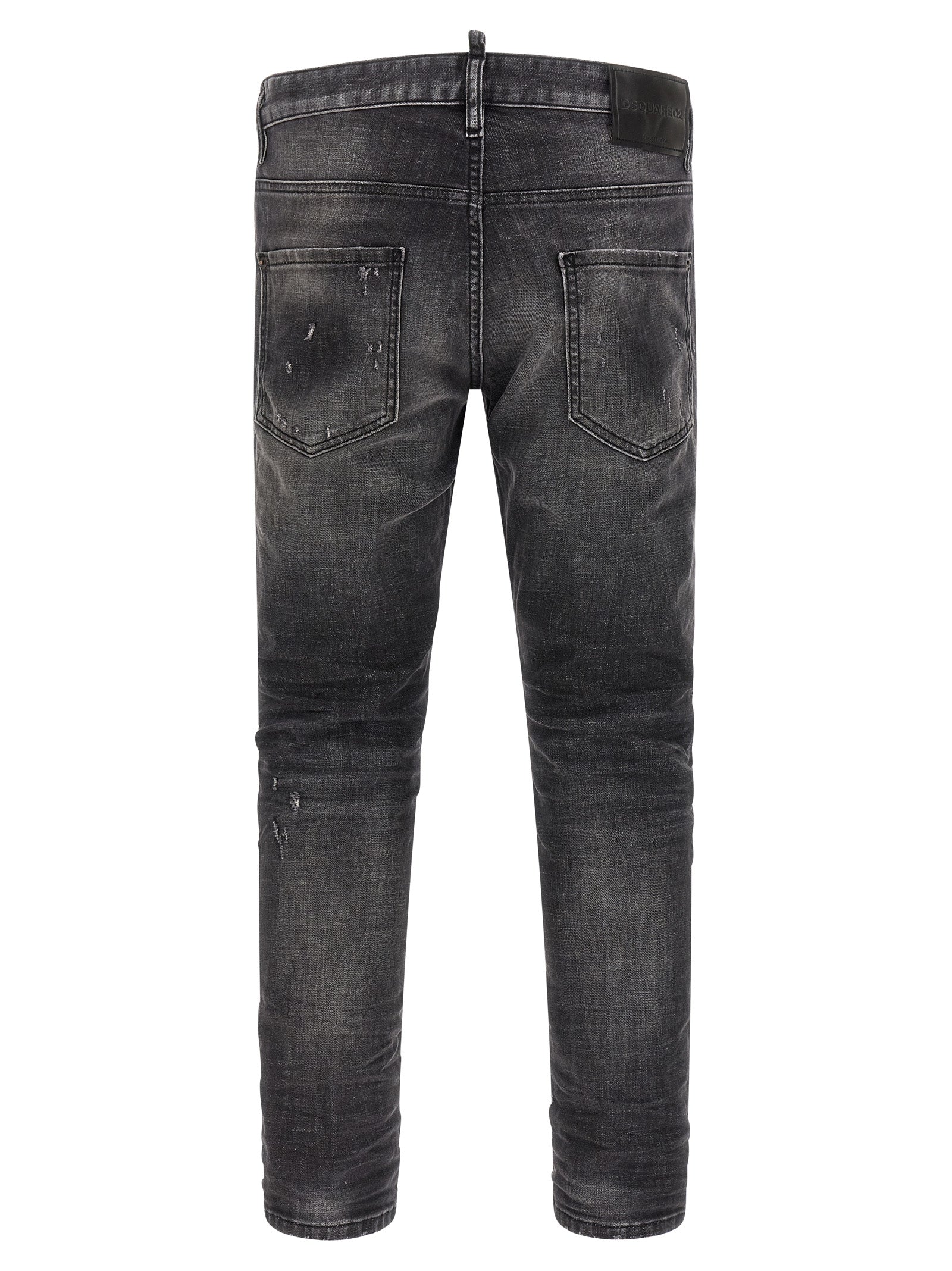 Jeans by Dsquared² for men in stretch denim cotton dark-gray & signature features a polished silhouette with a polished skinny, reaching a polished long and finished with a polished low rise.