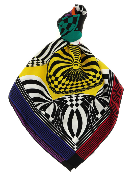 Scarf by Versace for women in silk twill multicolor, patterned & print features a snug silhouette, perfectly showcasing the elegant drape and premium finish of the Silk Twill Foulard Square Scarf.