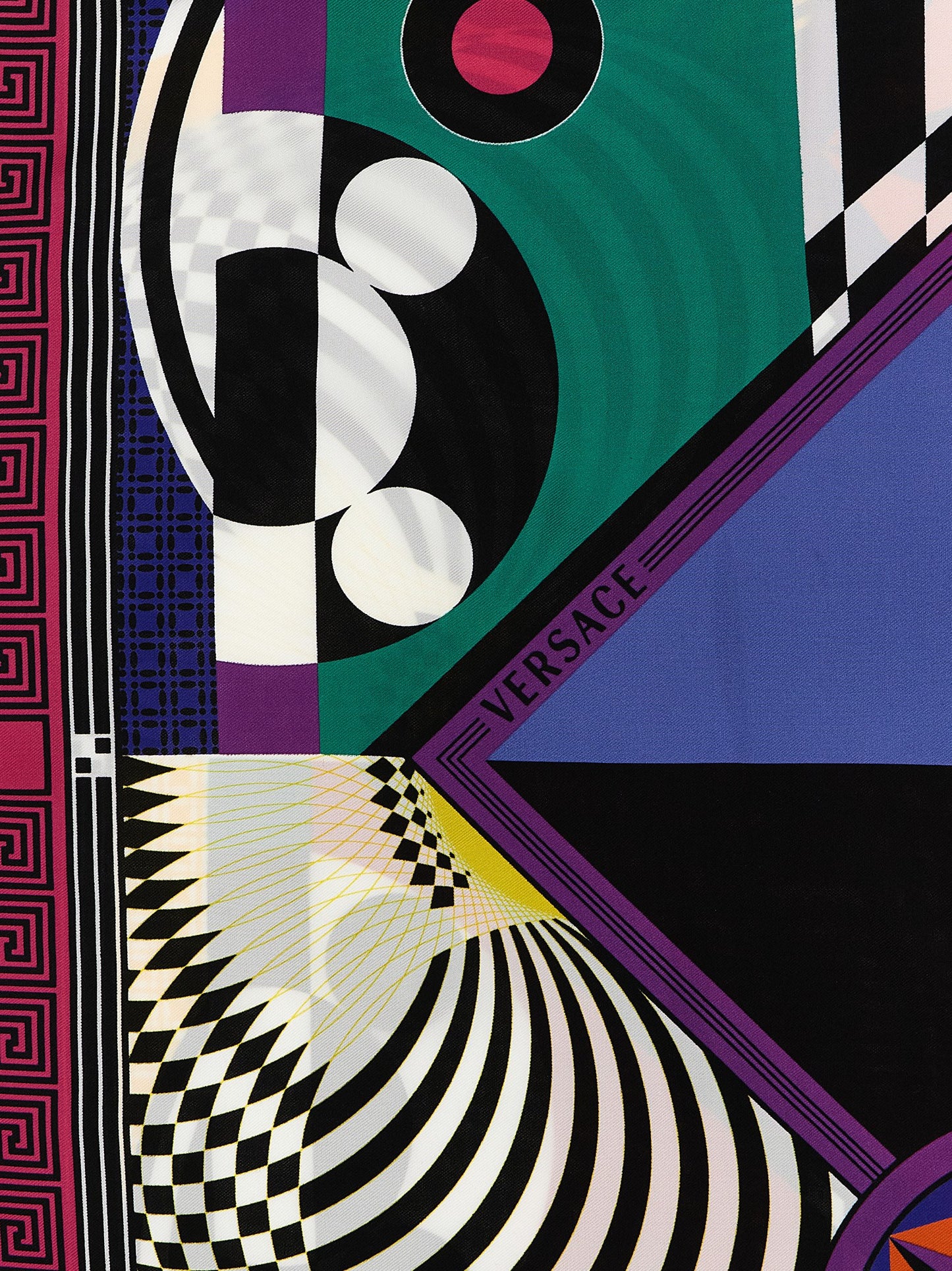 Scarf by Versace for women in silk twill multicolor, patterned & print presents a effortlessly chic silhouette, artfully capturing the essence of the effortlessly chic Silk Twill Foulard Square Scarf design for a sophisticated look.