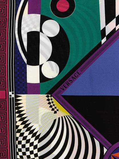 Scarf by Versace for women in silk twill multicolor, patterned & print presents a effortlessly chic silhouette, artfully capturing the essence of the effortlessly chic Silk Twill Foulard Square Scarf design for a sophisticated look.