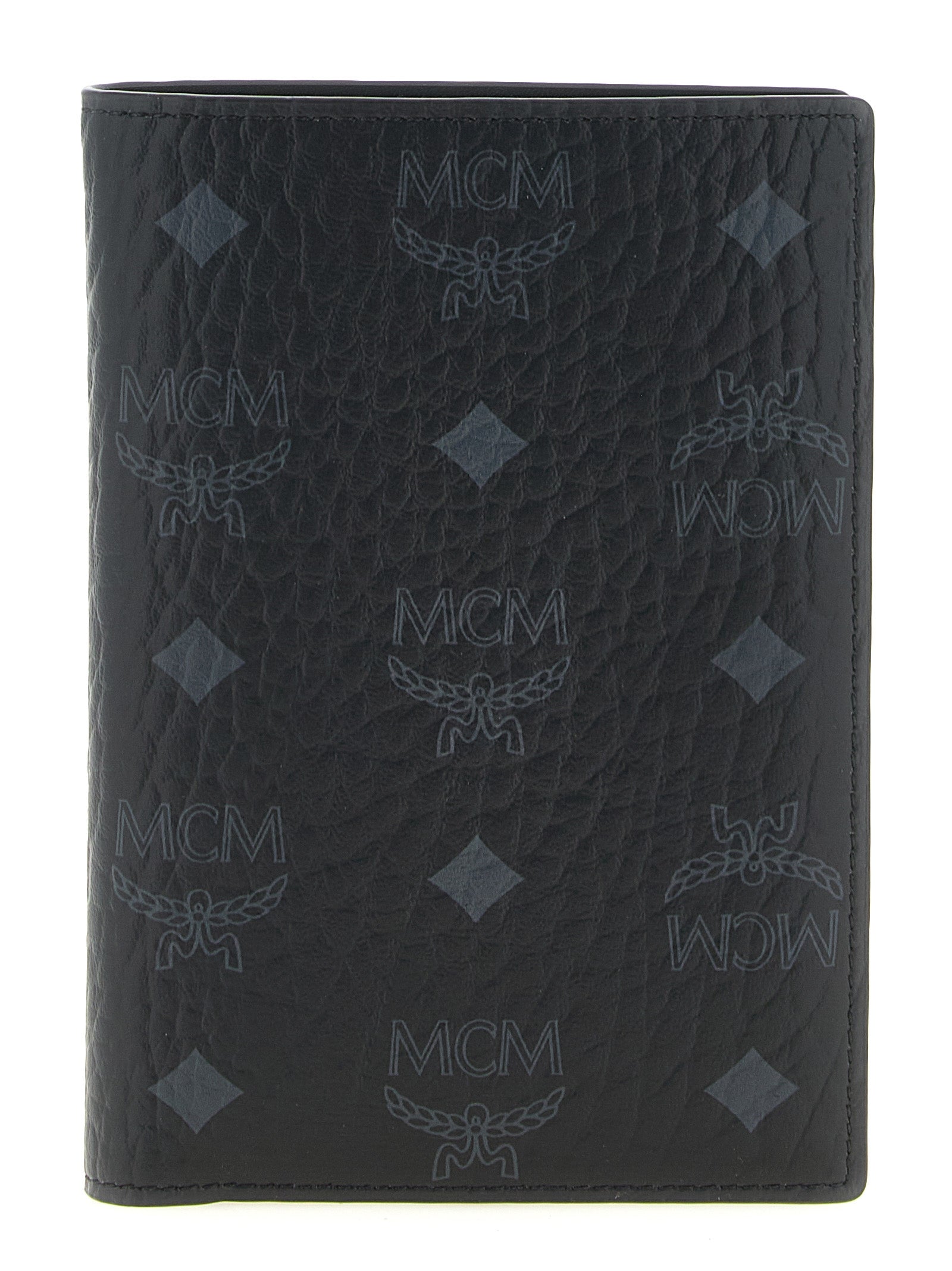 Cardholder Wallet by MCM for men in cotton coated canvas & poly leather black & monogram showcases a distinguished silhouette, artfully capturing the essence of the distinguished Visetos Cotton Coated Canvas & Poly Leather Cardholder Wallet design with functional card-organization.