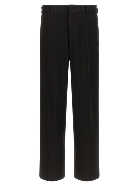 CELLAR DOOR Men's Straight Stretch Polyester & Viscose Trousers - Black