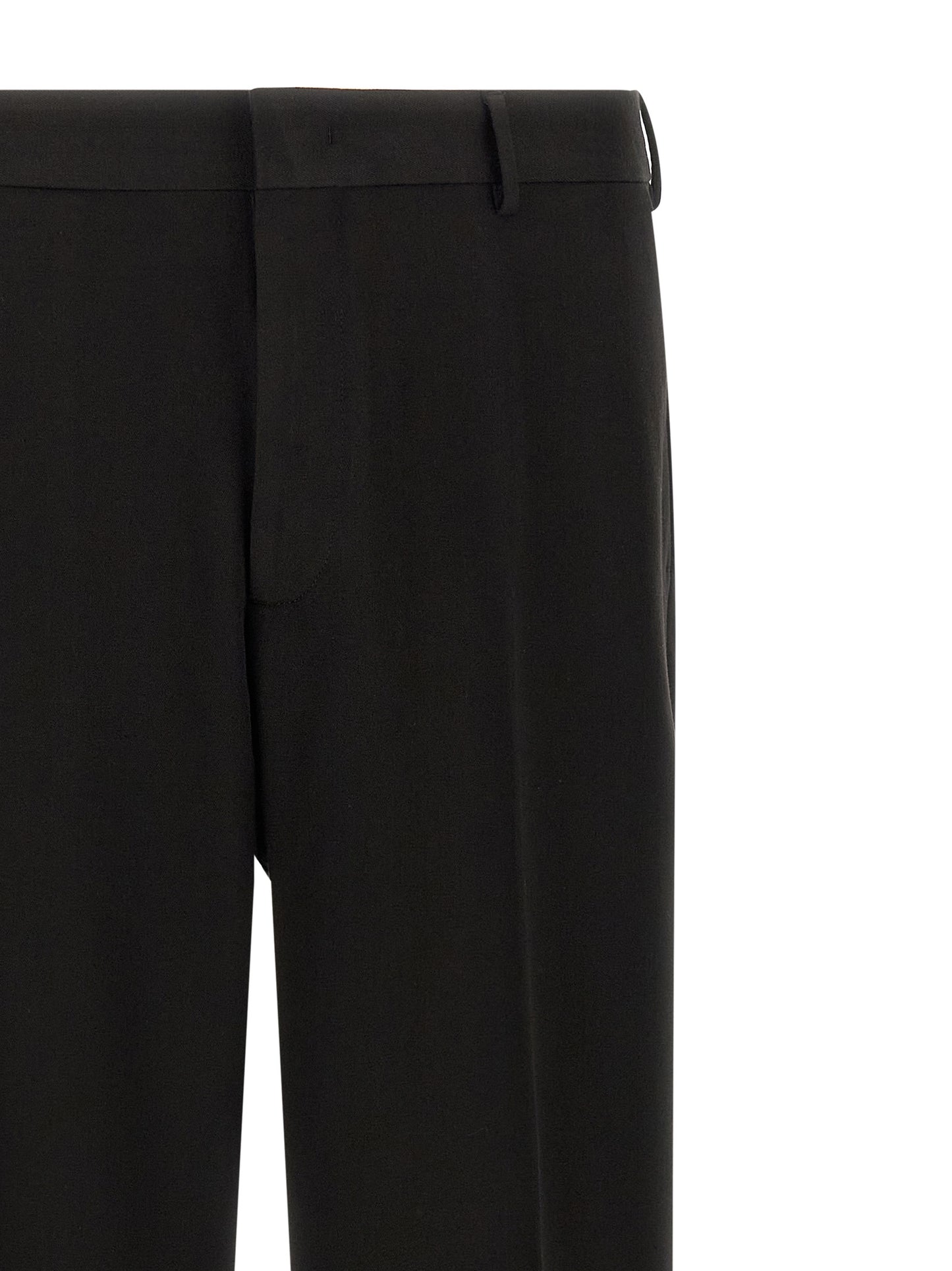 CELLAR DOOR Men's Straight Stretch Polyester & Viscose Trousers - Black