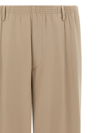 Trousers by CELLAR DOOR for men in virgin wool beige features a artisanal silhouette, showcasing a sophisticated wide with a long and for a artisanal finish.