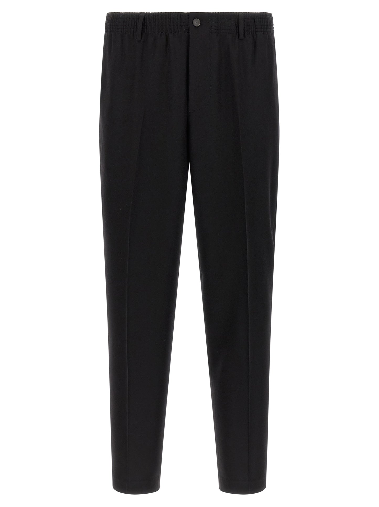 Trousers by CELLAR DOOR for men in virgin wool black features a artisanal silhouette, showcasing a sophisticated tapered-leg with a long and for a artisanal finish.
