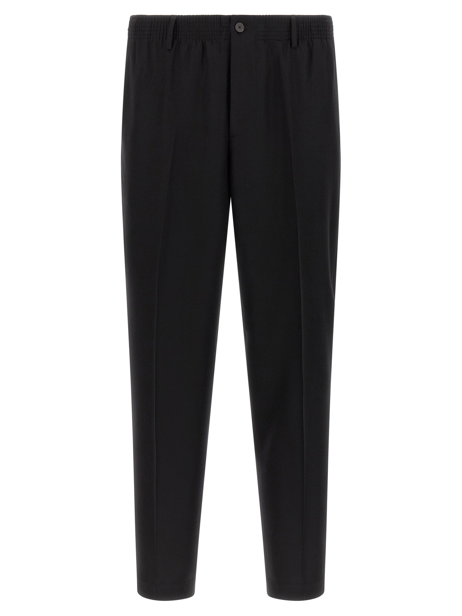 Trousers by CELLAR DOOR for men in virgin wool black features a artisanal silhouette, showcasing a sophisticated tapered-leg with a long and for a artisanal finish.