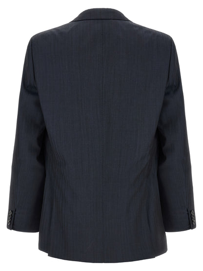 Pant Suit by Brioni for men in wool navy features a tailored silhouette, showcasing a sophisticated and tailored straight for a refined, professional look.