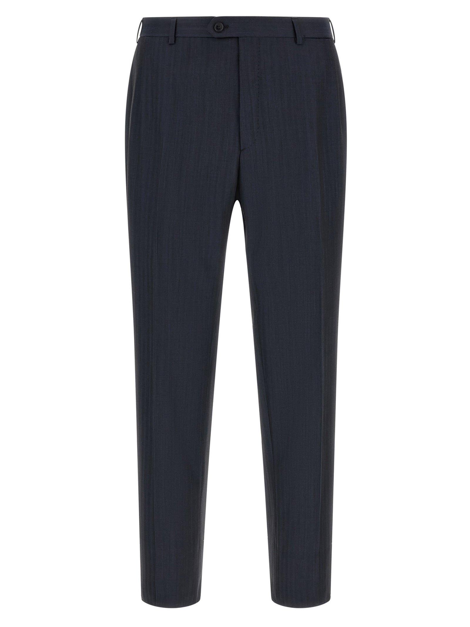 Pant Suit by Brioni for men in wool navy presents a sharp silhouette, artfully finished with a sharp and a sophisticated straight for a truly sharp look.
