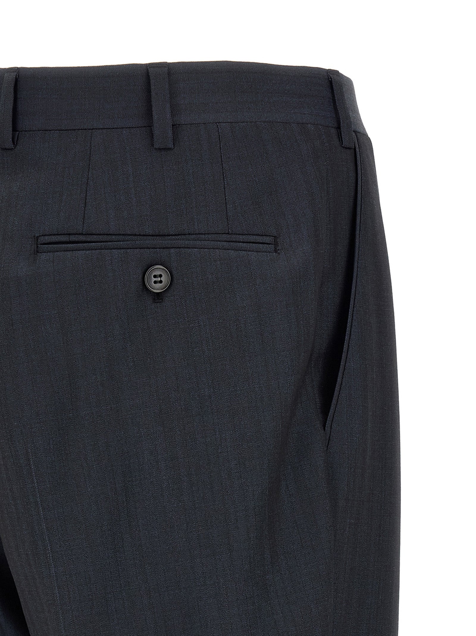 Pant Suit by Brioni for men in wool navy presents a sharp silhouette, artfully finished with a sharp and a sophisticated straight for a truly sharp look.