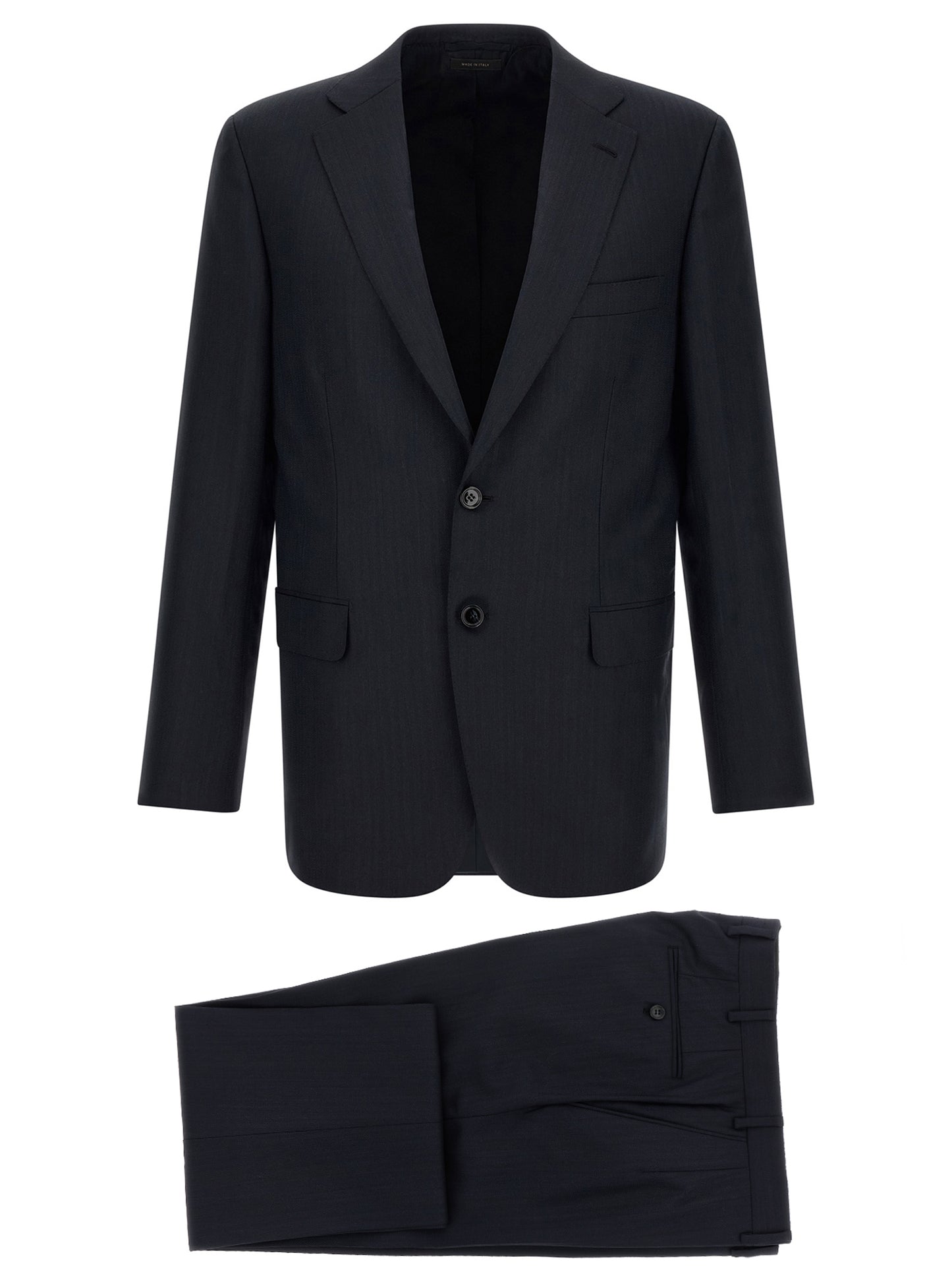 Pant Suit by Brioni for men in virgin wool blue features a tailored silhouette, showcasing a sophisticated and tailored straight for a refined, professional look.