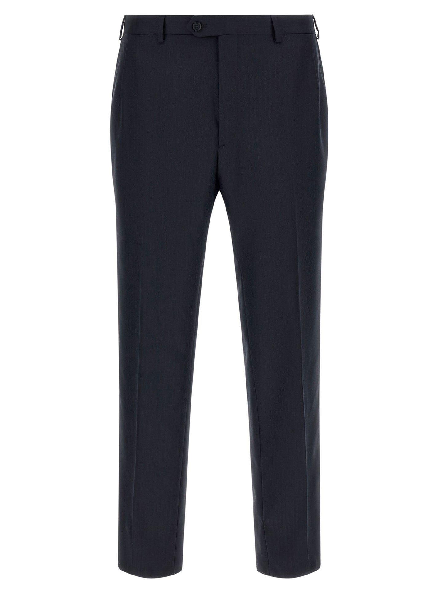 Pant Suit by Brioni for men in virgin wool blue presents a sharp silhouette, artfully finished with a sharp and a sophisticated straight for a truly sharp look.