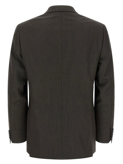 Pant Suit by Brioni for men in wool brown presents a sharp silhouette, artfully finished with a sharp and a sophisticated for a truly sharp look.