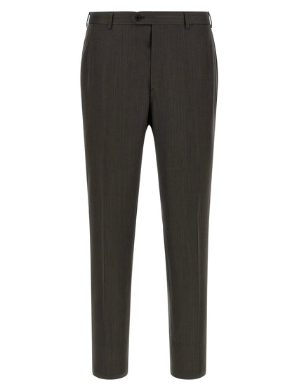 Pant Suit by Brioni for men in wool brown features a tailored silhouette, showcasing a sophisticated and tailored for a refined, professional look.