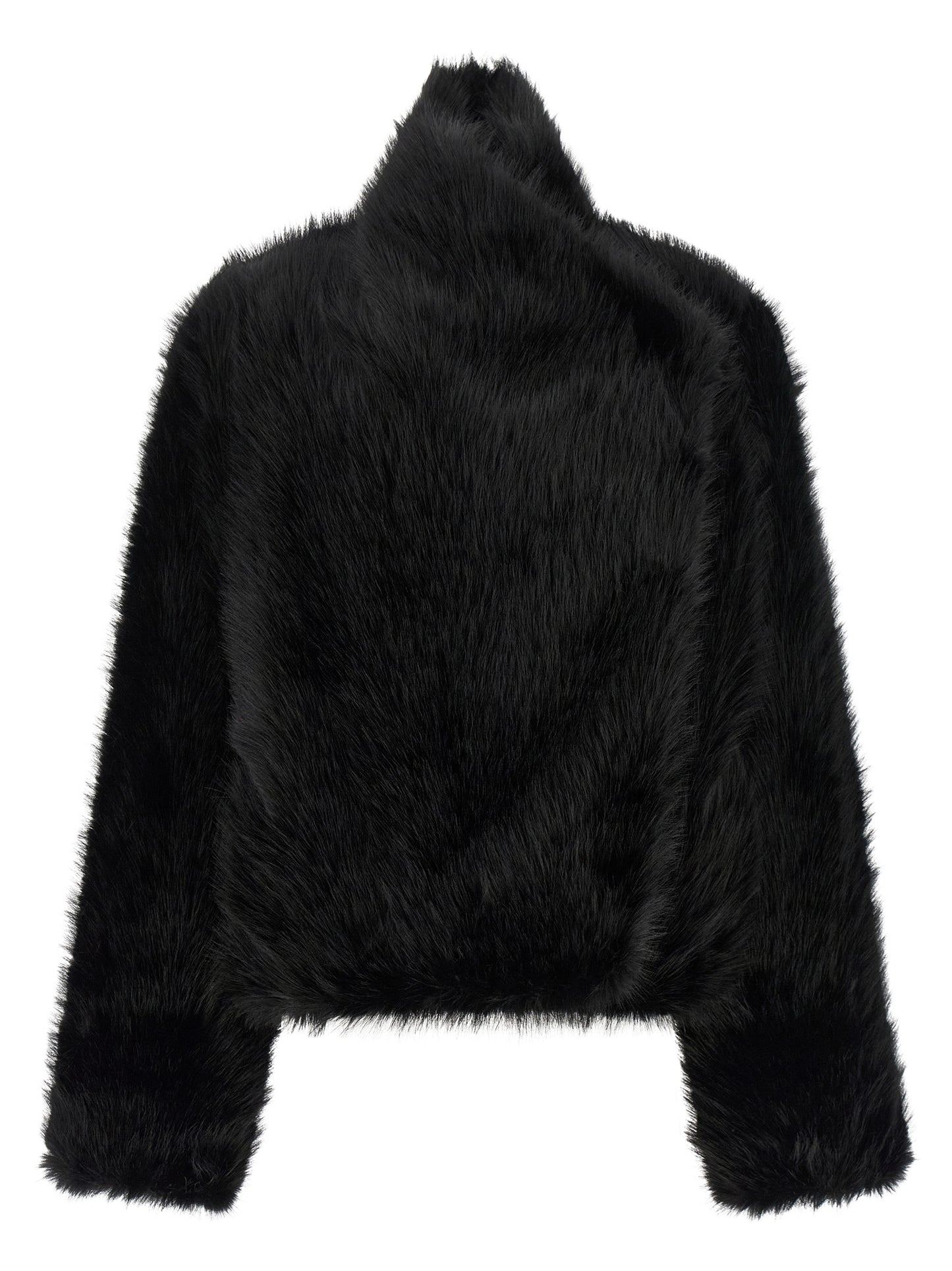 Overcoat by B&B COUTURE for women in polyester faux fur black features a contemporary silhouette showcasing a contemporary and refined for a sophisticated finish.