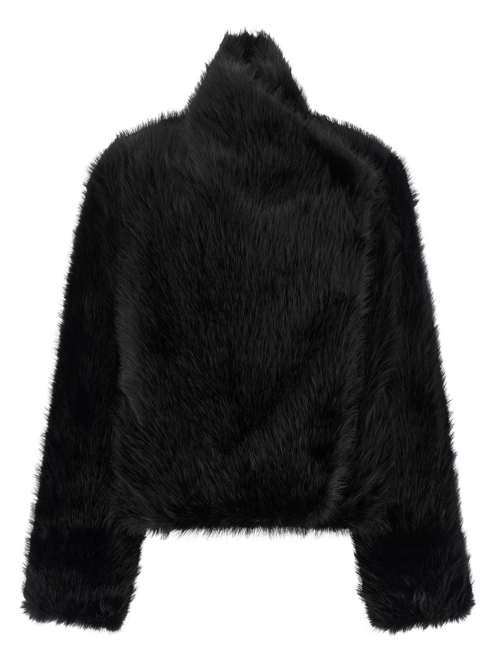Overcoat by B&B COUTURE for women in polyester faux fur black features a contemporary silhouette showcasing a contemporary and refined for a sophisticated finish.