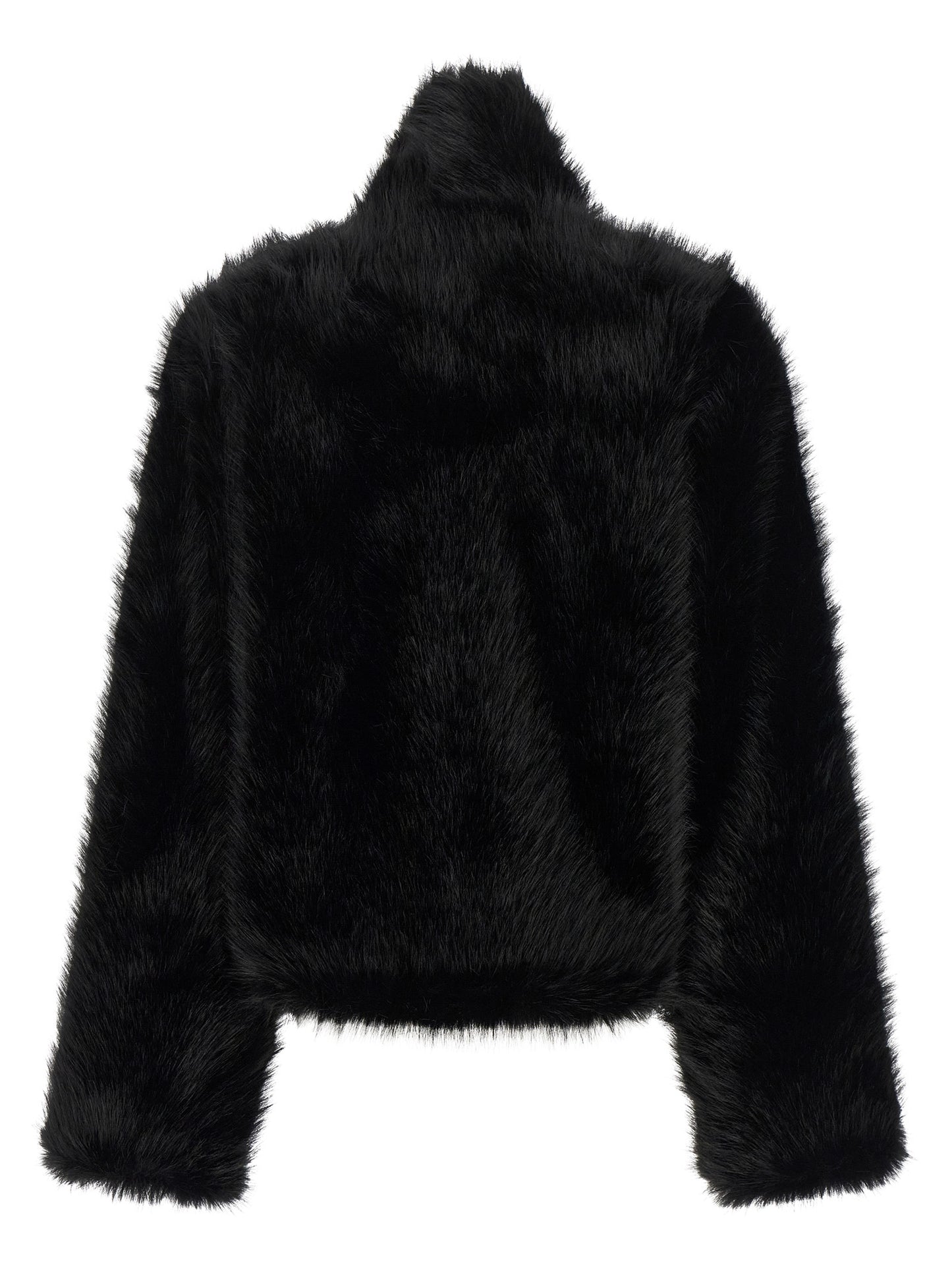 Overcoat by B&B COUTURE for women in polyester faux fur black showcases a enveloping silhouette, detailed with distinctive and a enveloping .