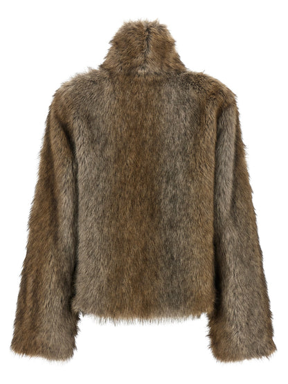 Overcoat by B&B COUTURE for women in polyester brown & gray features a contemporary silhouette showcasing a contemporary and refined for a sophisticated finish.