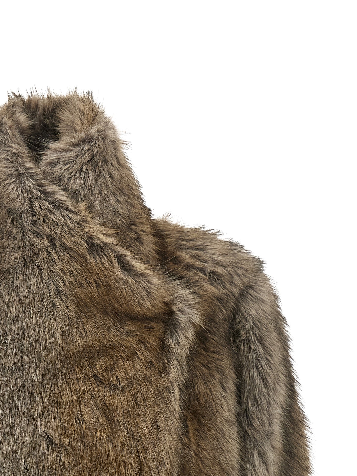 Overcoat by B&B COUTURE for women in polyester brown & gray features an satoral silhouette, showcasing a sophisticated and satoral for a premium, timeless look.