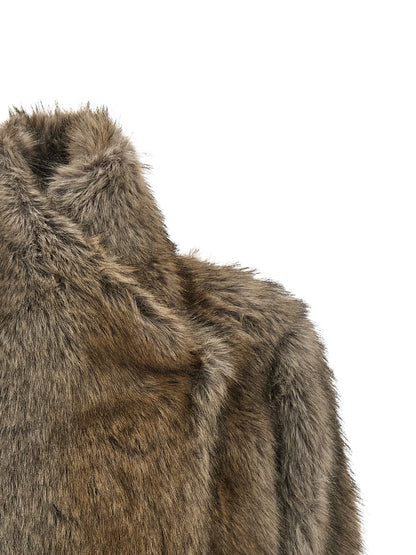 Overcoat by B&B COUTURE for women in polyester brown & gray features an satoral silhouette, showcasing a sophisticated and satoral for a premium, timeless look.