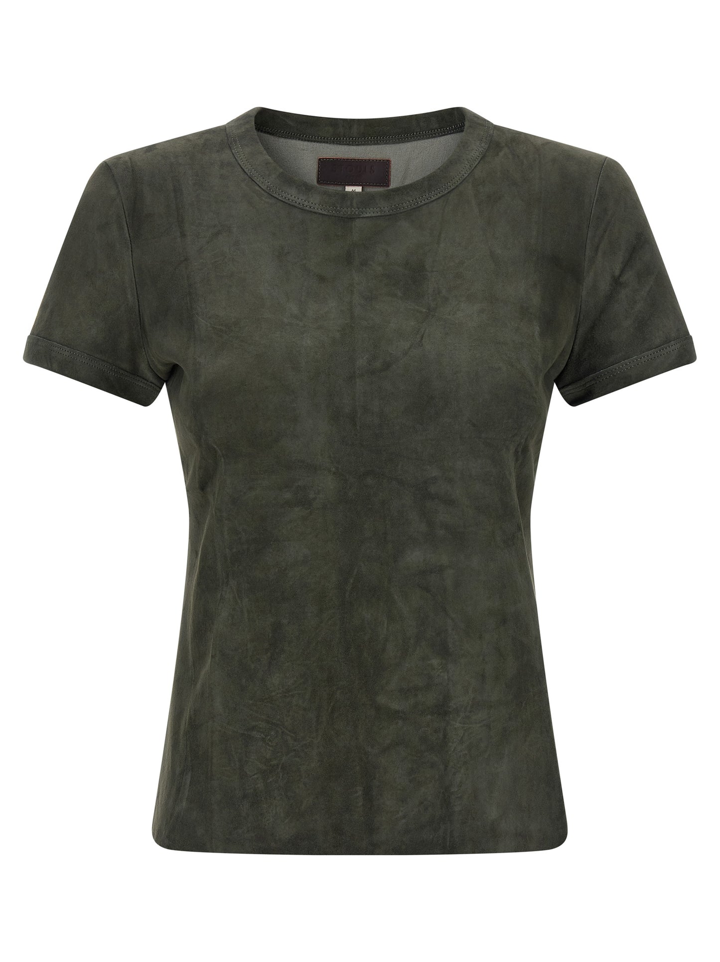 T-Shirt by STOULS for women in suede lambskin leather gray features an on trend silhouette, perfectly showcasing a on trend and crew neckline for an elevated aesthetic.